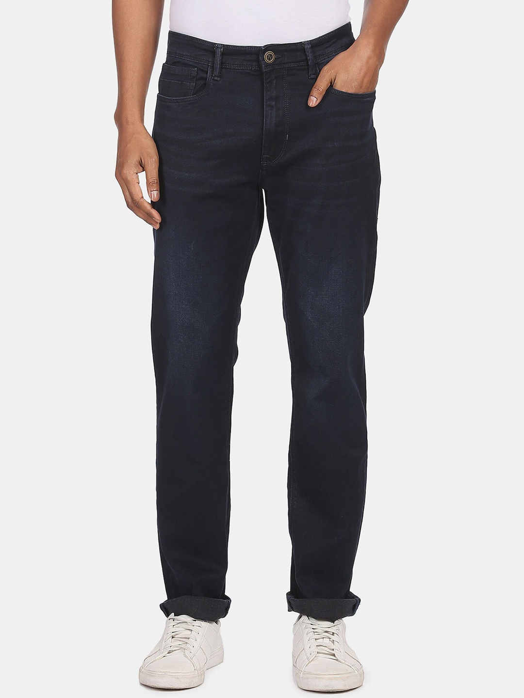 Arrow Sport Men Blue Light Fade Relaxed Fit Whiskered Jeans