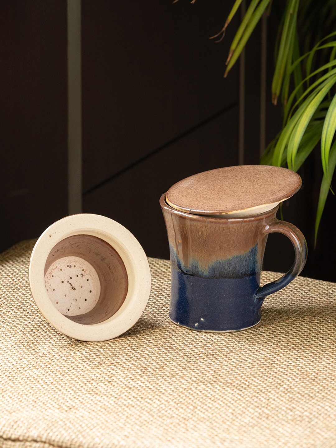 

ExclusiveLane Handcrafted Studio Pottery Ceramic Glossy Mugs Set of Cups and Mugs, Brown