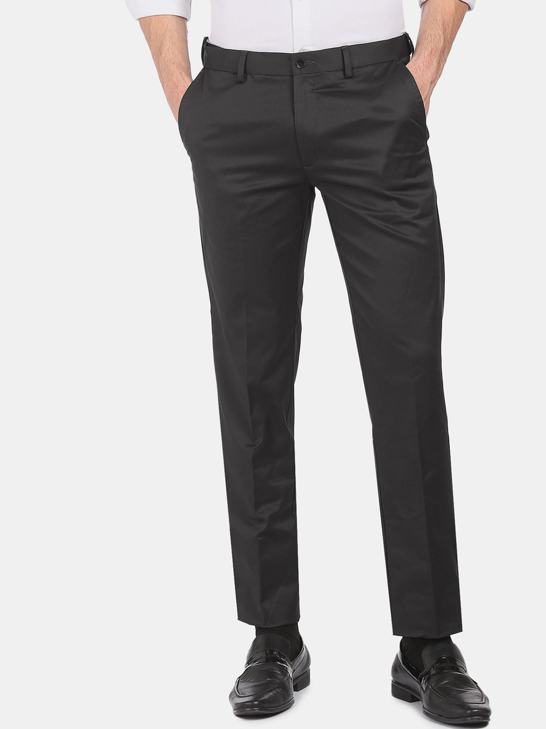 

Arrow Men Grey Solid Formal Trousers