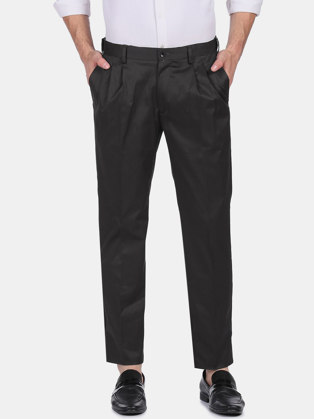 

Arrow Men Grey Pleated Formal Trousers