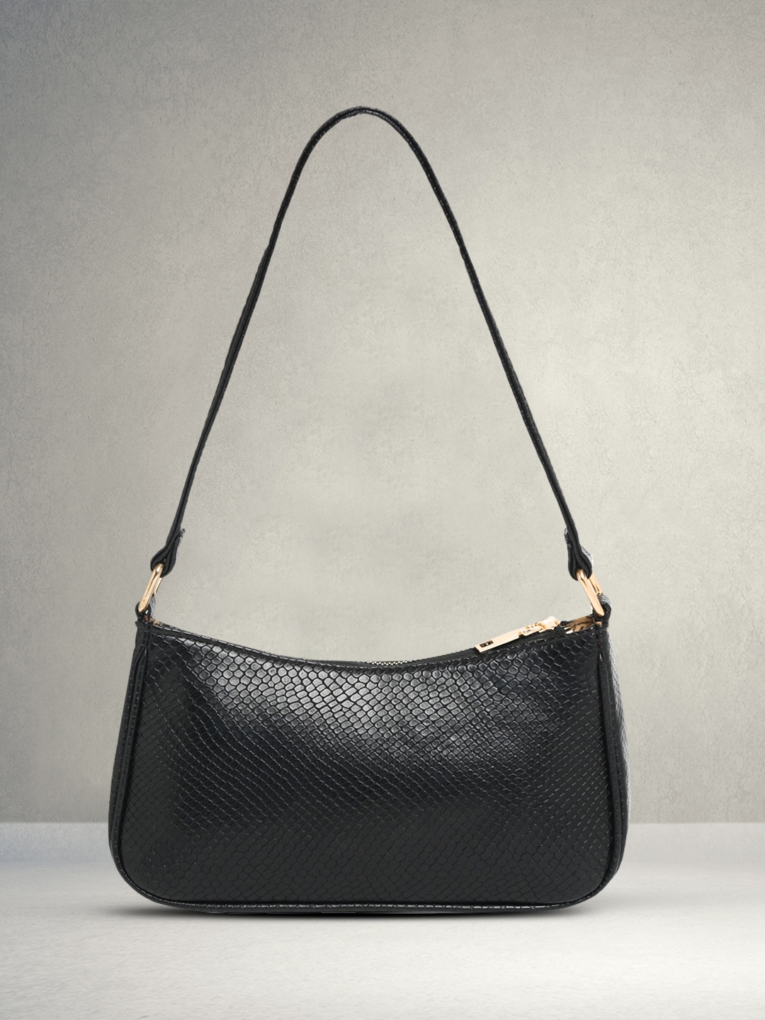 

Apsis Women Black Textured Hobo Bag