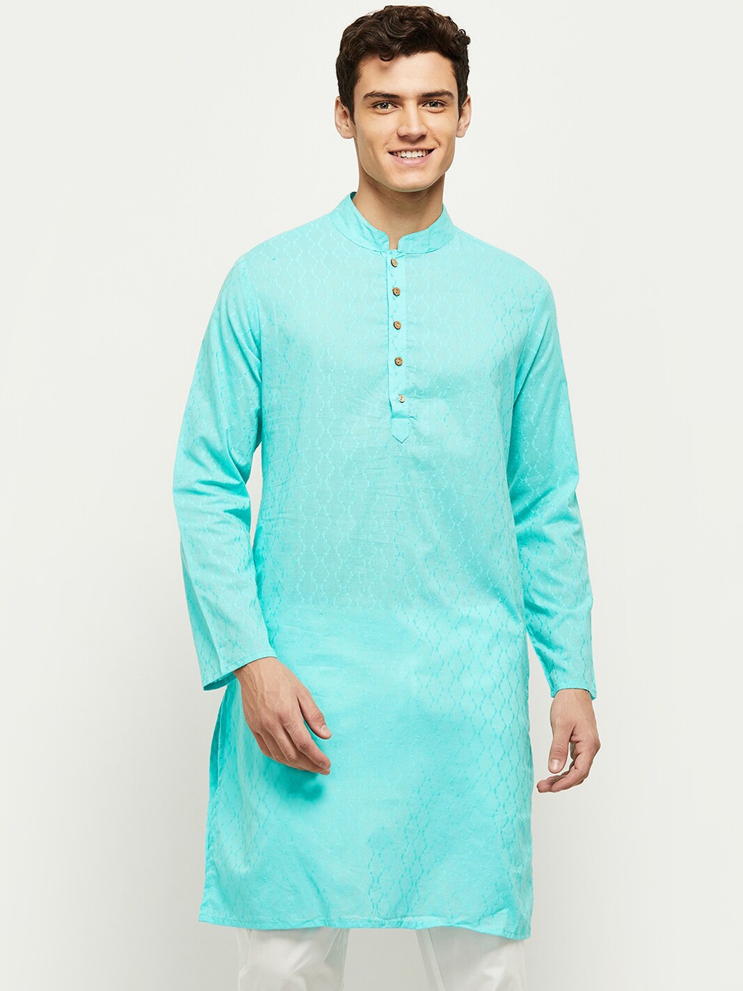 

max Men Green Thread Work Kurta