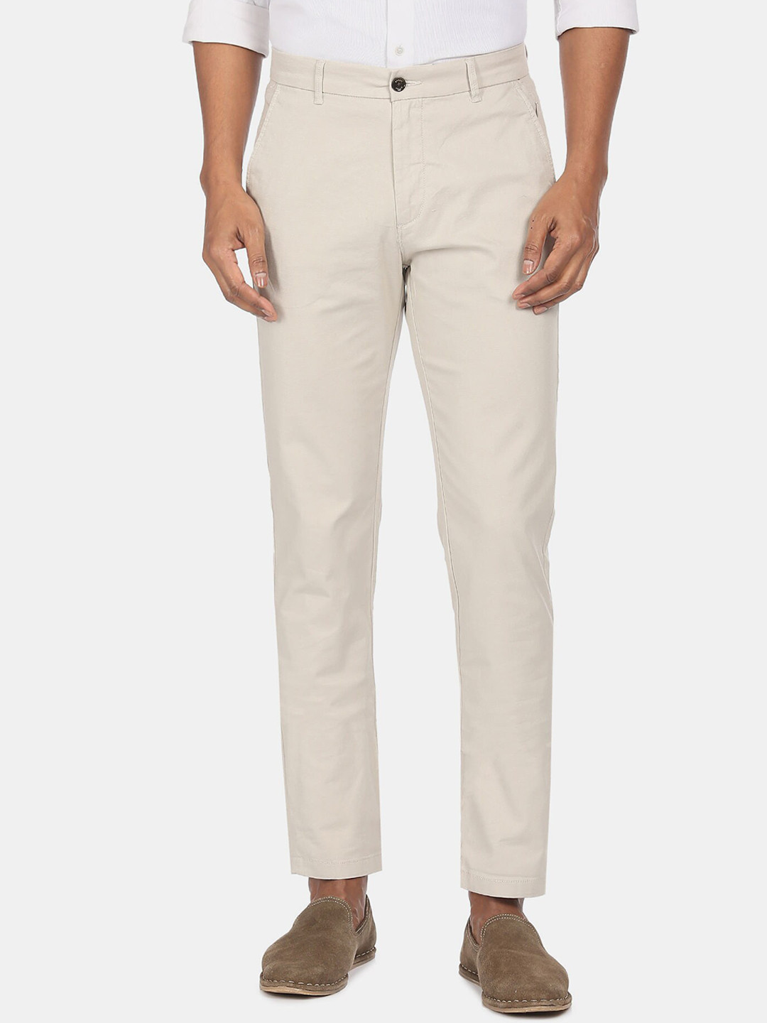 

Arrow Sport Men Beige Skinny Fit Low-Rise Trousers