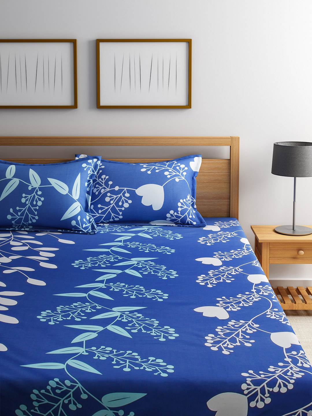 

Home Ecstasy Blue 220 TC Fine Cotton Double Bedsheet with 2 Pillow Covers