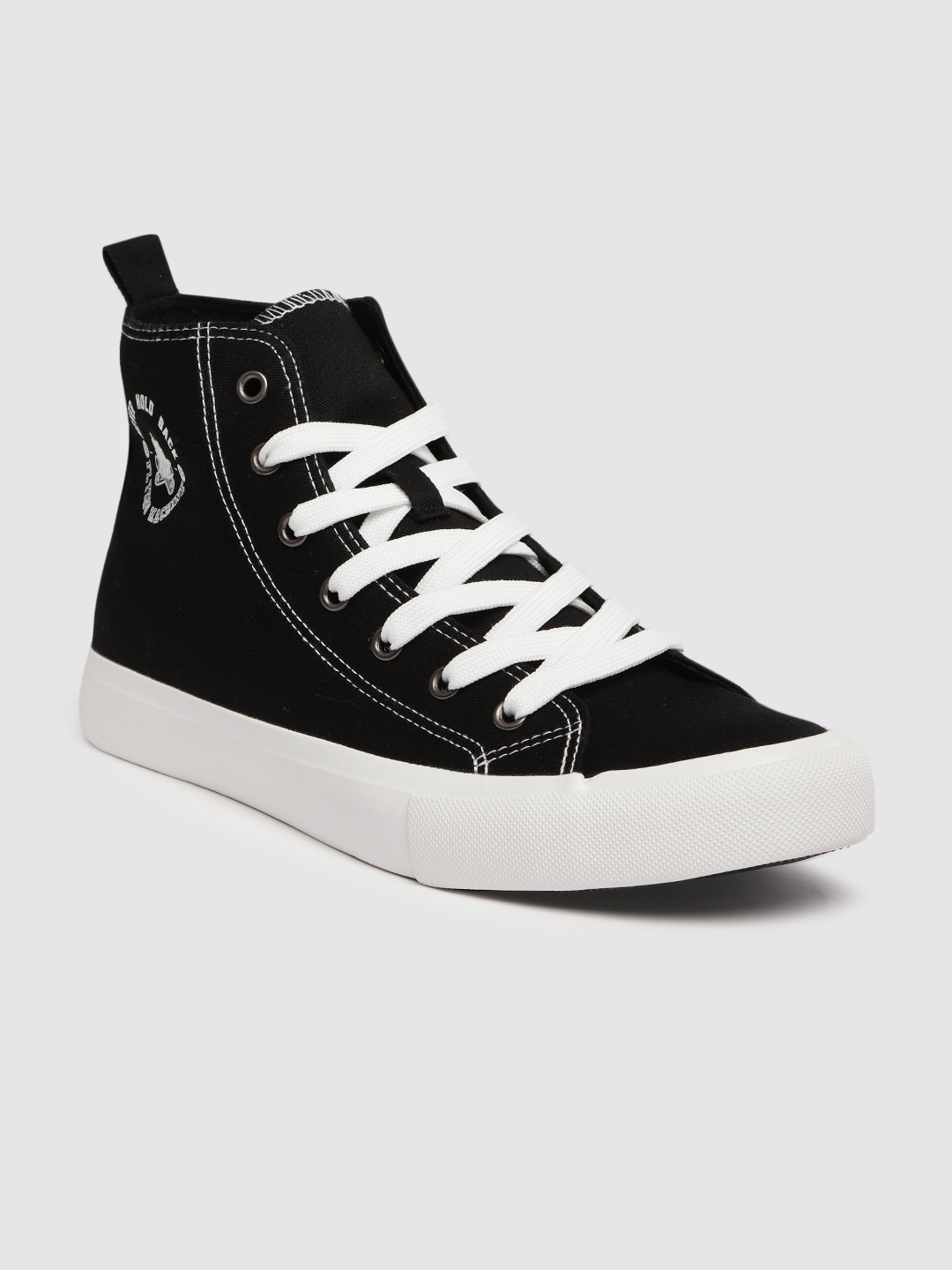 

Flying Machine Men Black Mid-Top Sneakers