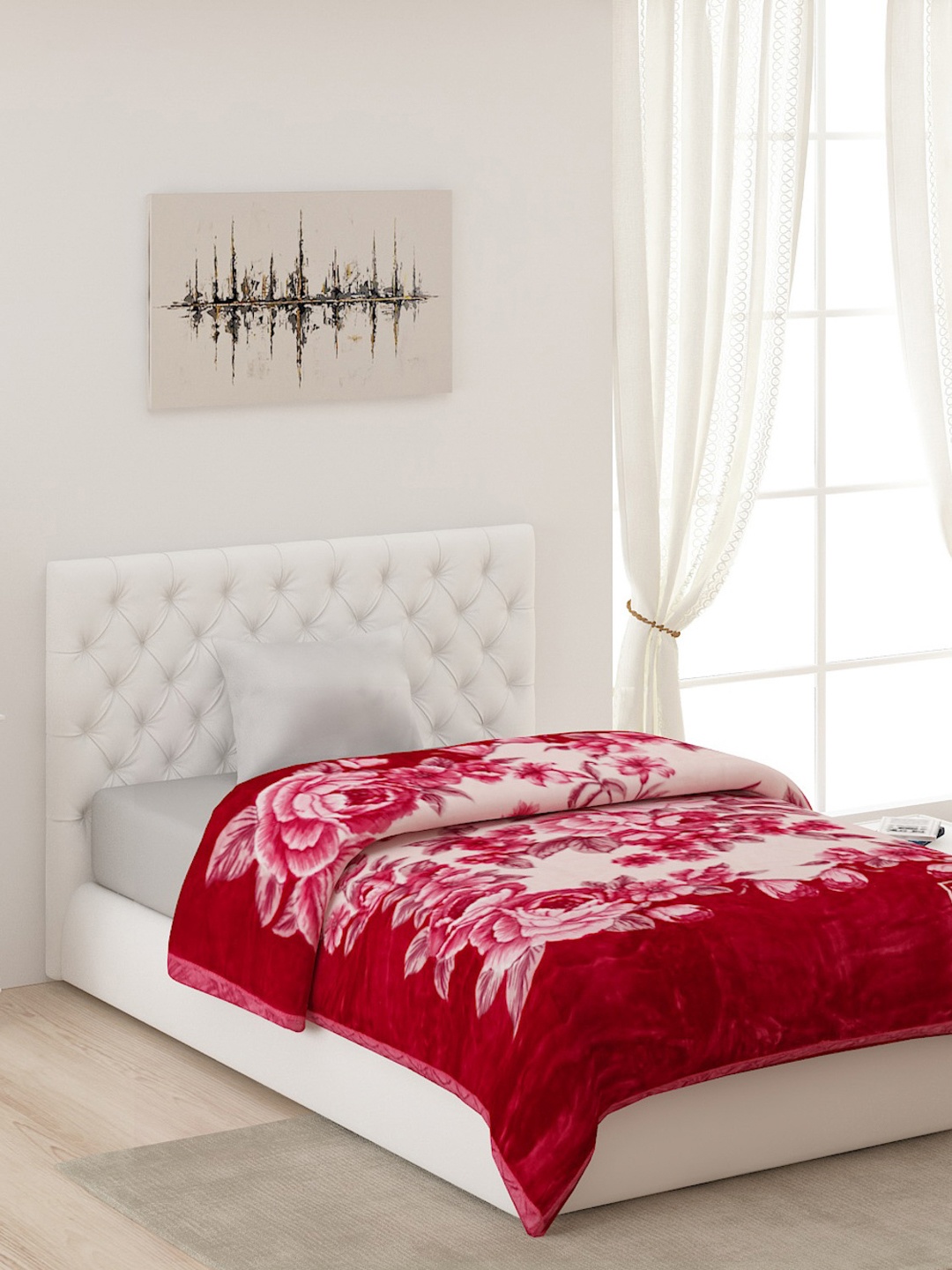 

Monte Carlo Red & White Floral AC Room Single Bed Blanket