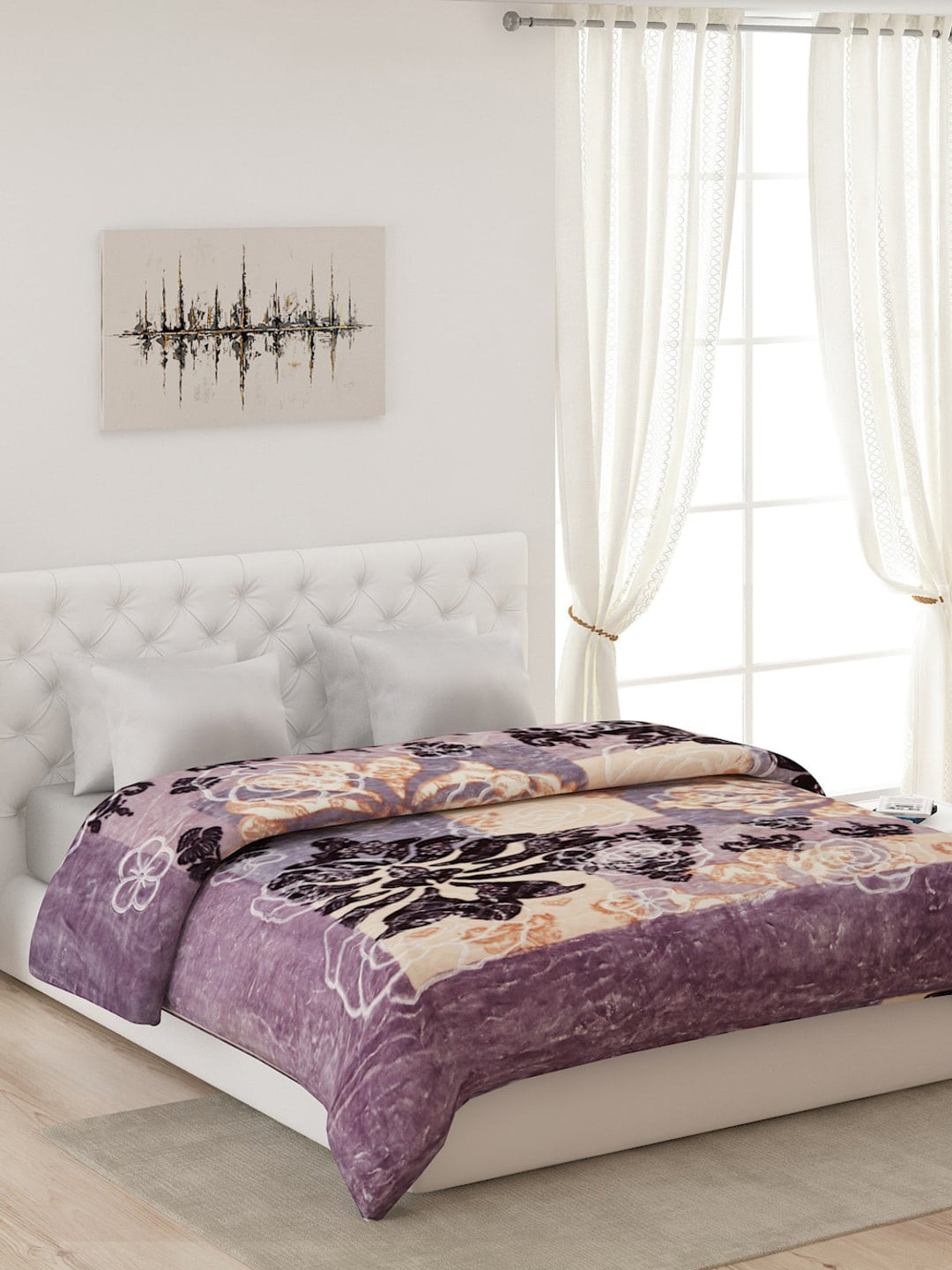 

Monte Carlo Purple & Black Floral Heavy Winter Double Bed Blanket