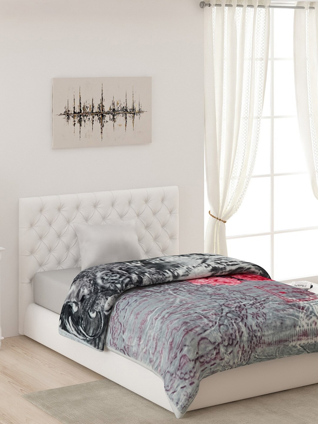

Monte Carlo Multicoloured Floral AC Room 600 GSM Single Bed Blanket, Multi