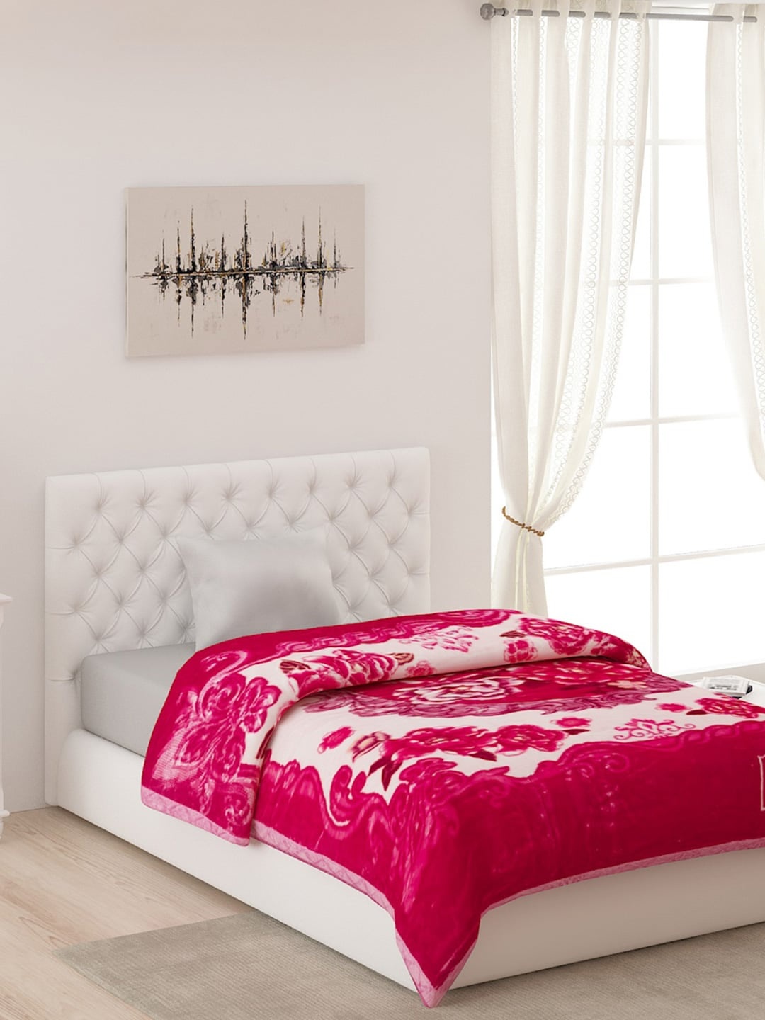 

Monte Carlo Pink & White Floral AC Room Single Bed Blanket
