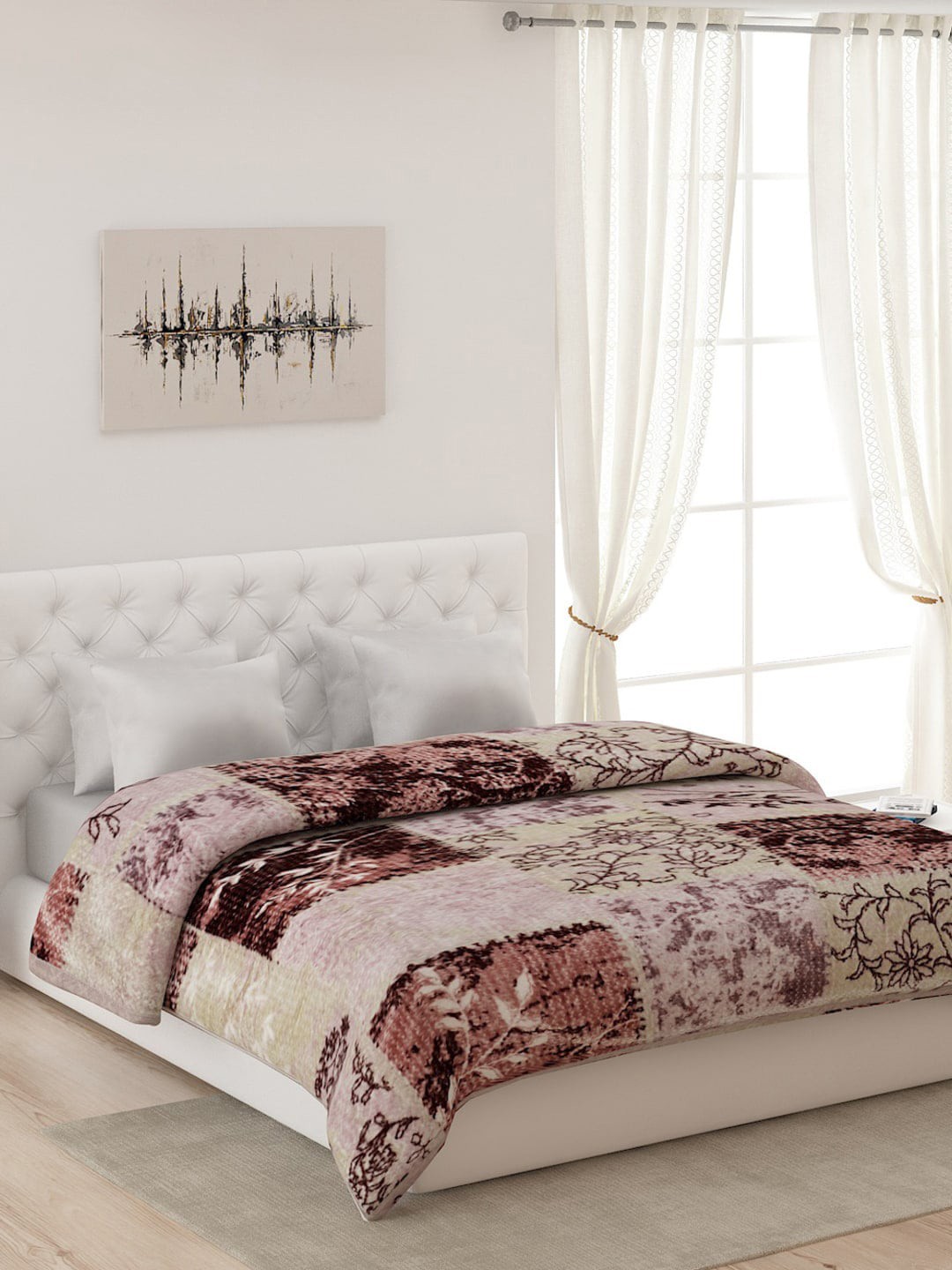 

Monte Carlo Brown & Beige Floral Heavy Winter Double Bed Blanket