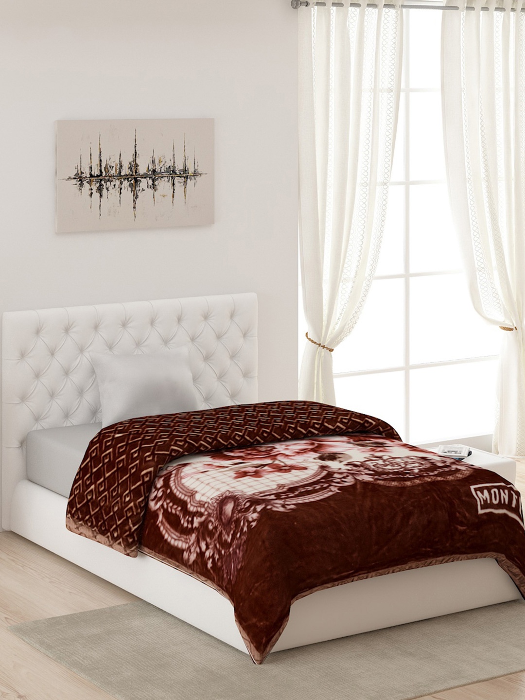 

Monte Carlo Brown & Off White Floral AC Room Single Bed Blanket