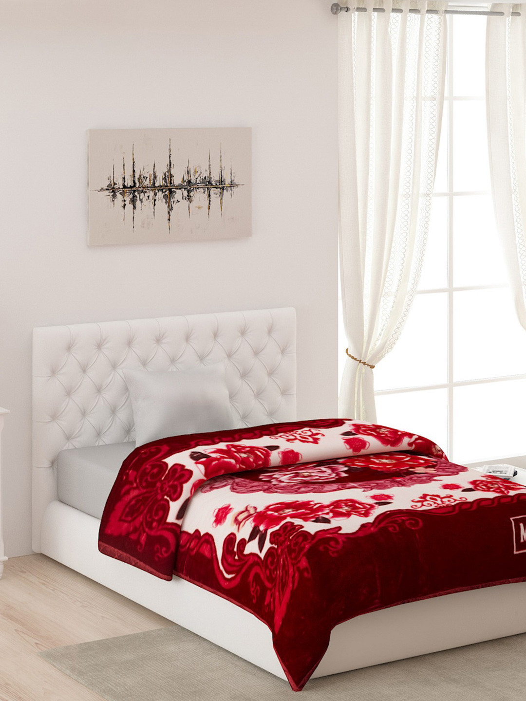 

Monte Carlo Red & White Floral AC Room Single Bed Blanket