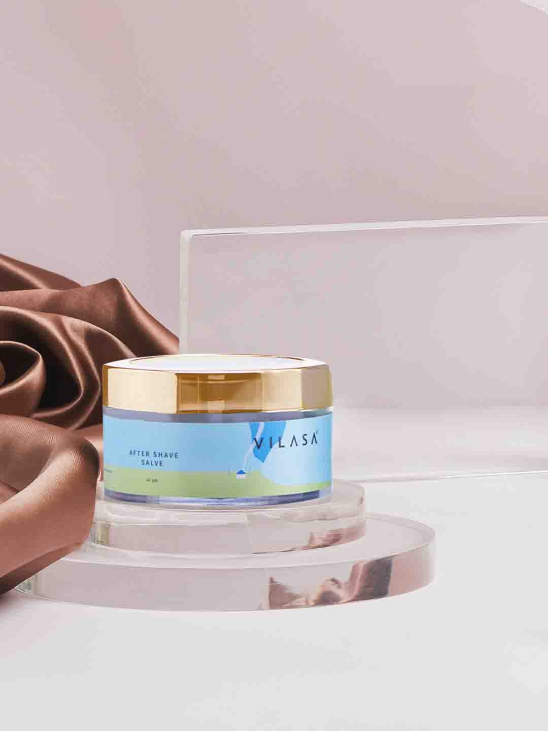 

VILASA After Shave Salve to Soothes Razor Bumps& Radiant Smooth Skin - 50 gm, Blue