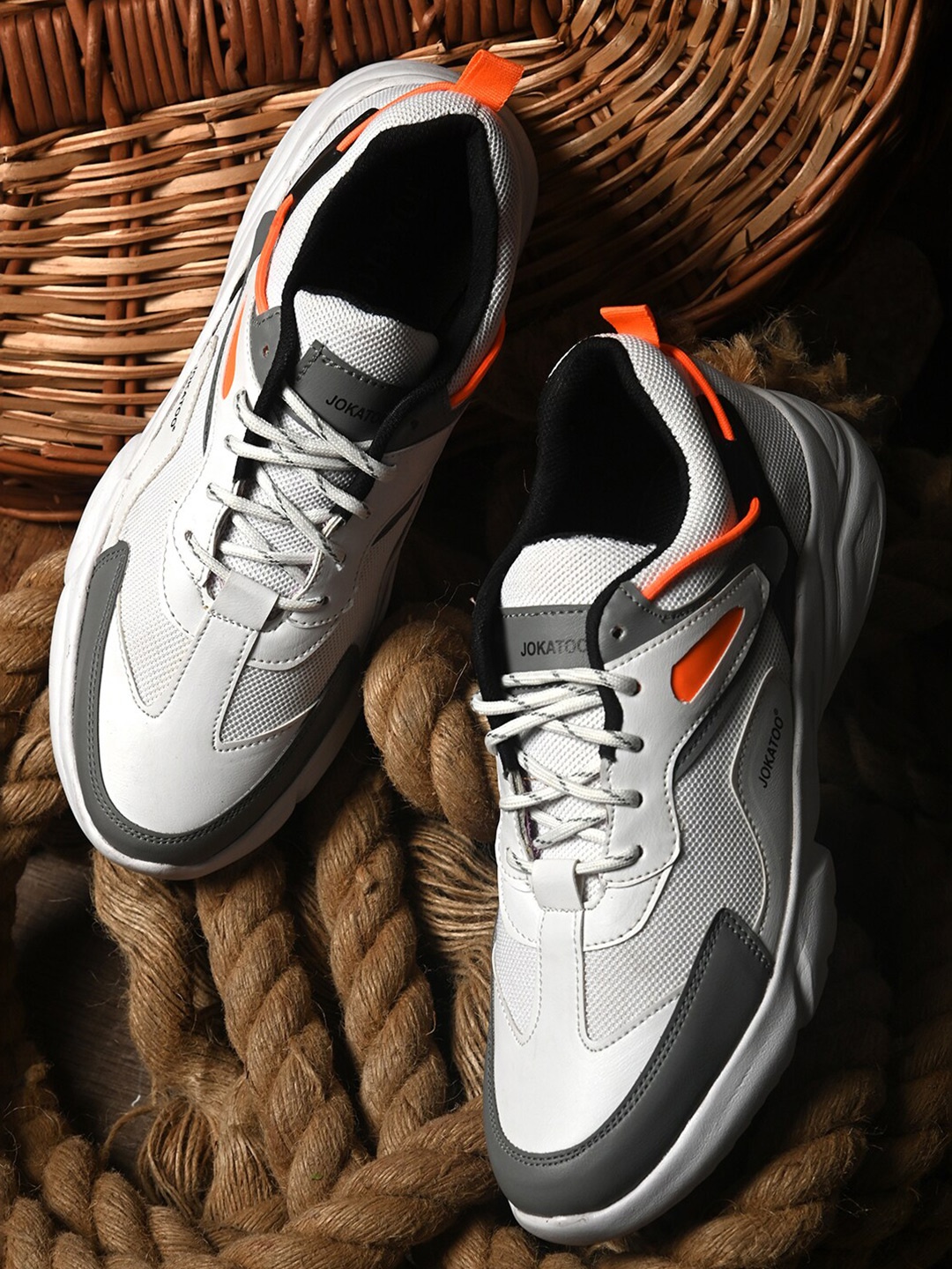 

JOKATOO Men White Running Shoes