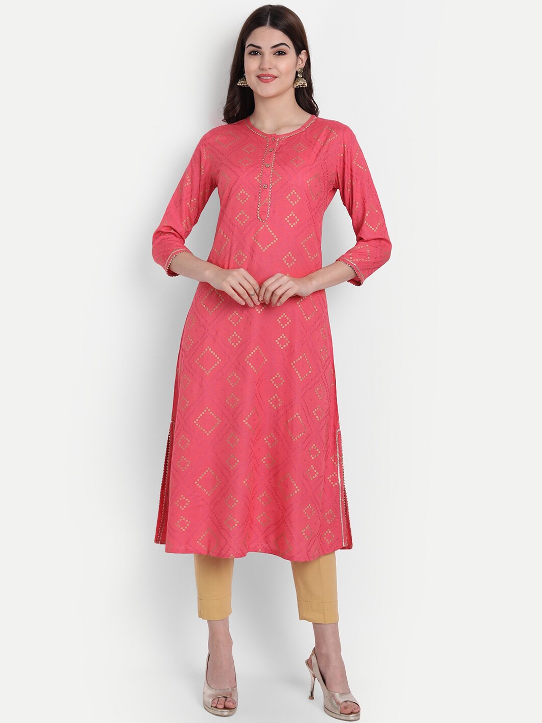

SUTI Women Coral Ethnic Motifs Printed Floral Kurta