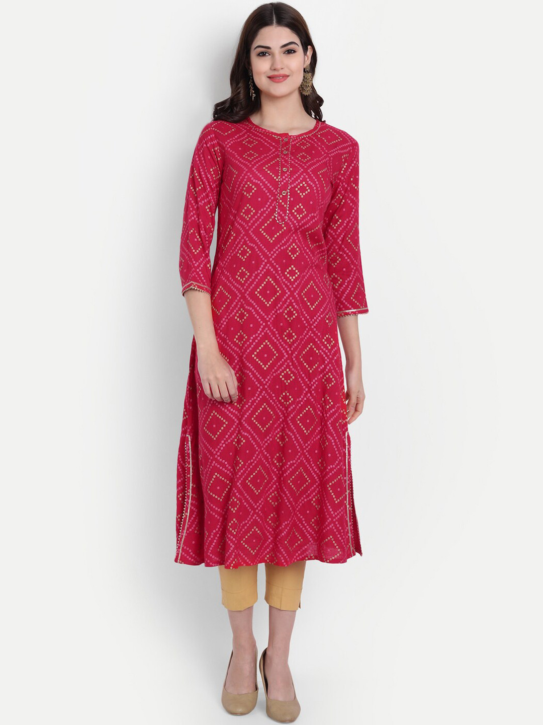 

SUTI Women Maroon Bandhani Printed Kurta