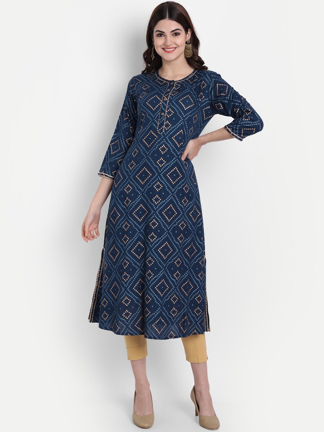 

SUTI Women Teal Ethnic Motifs Printed Indie Prints Kurta