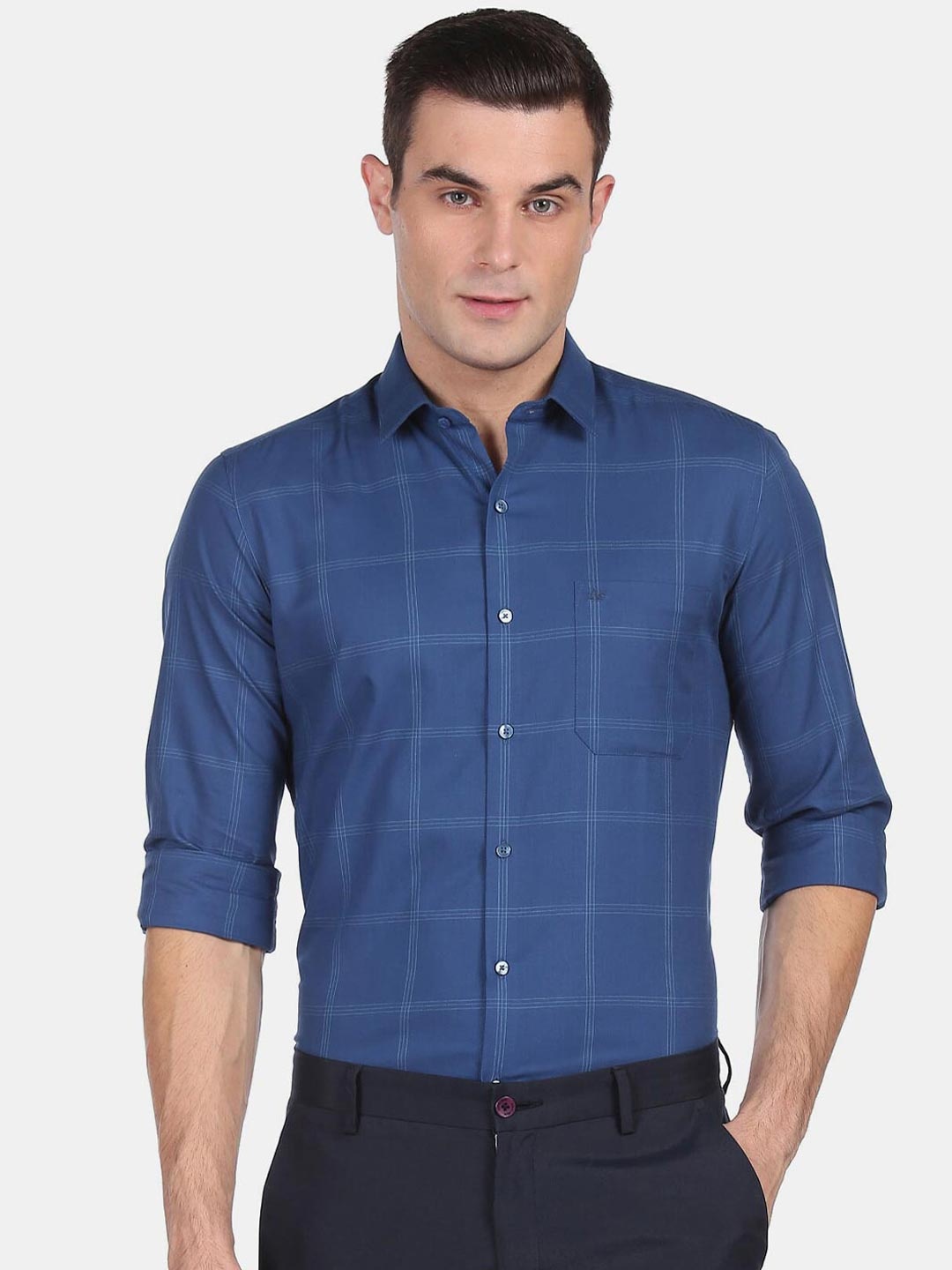 

Arrow Men Blue Windowpane Checks Casual Shirt