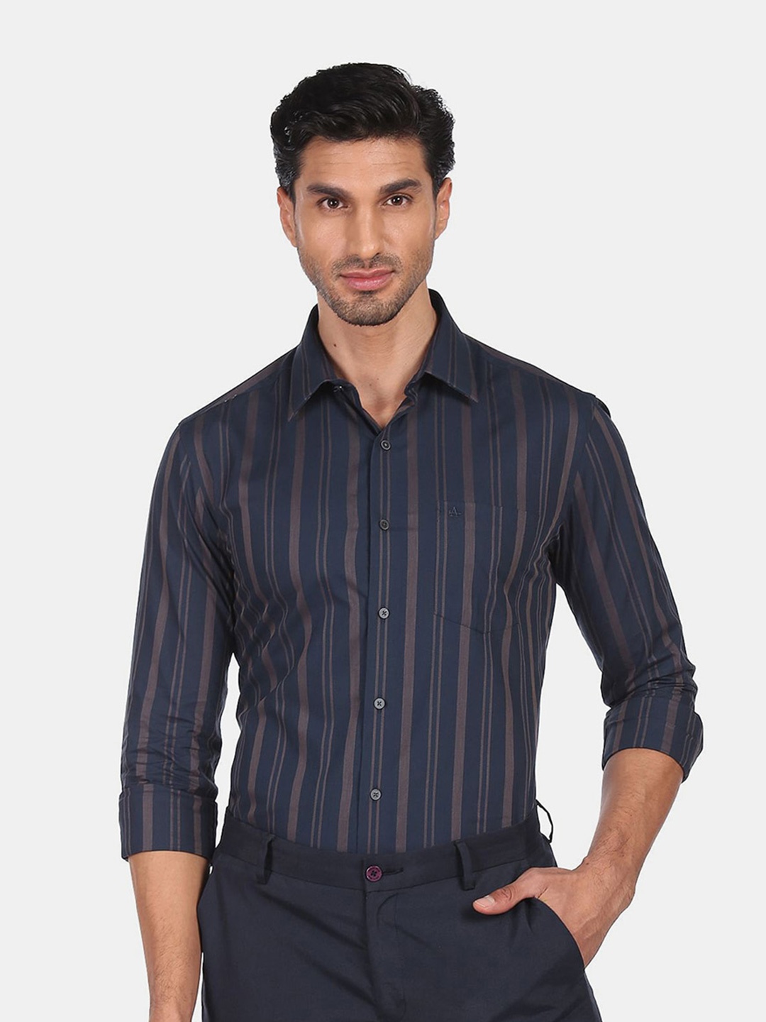 

Arrow Men Blue Slim Fit Striped Casual Shirt