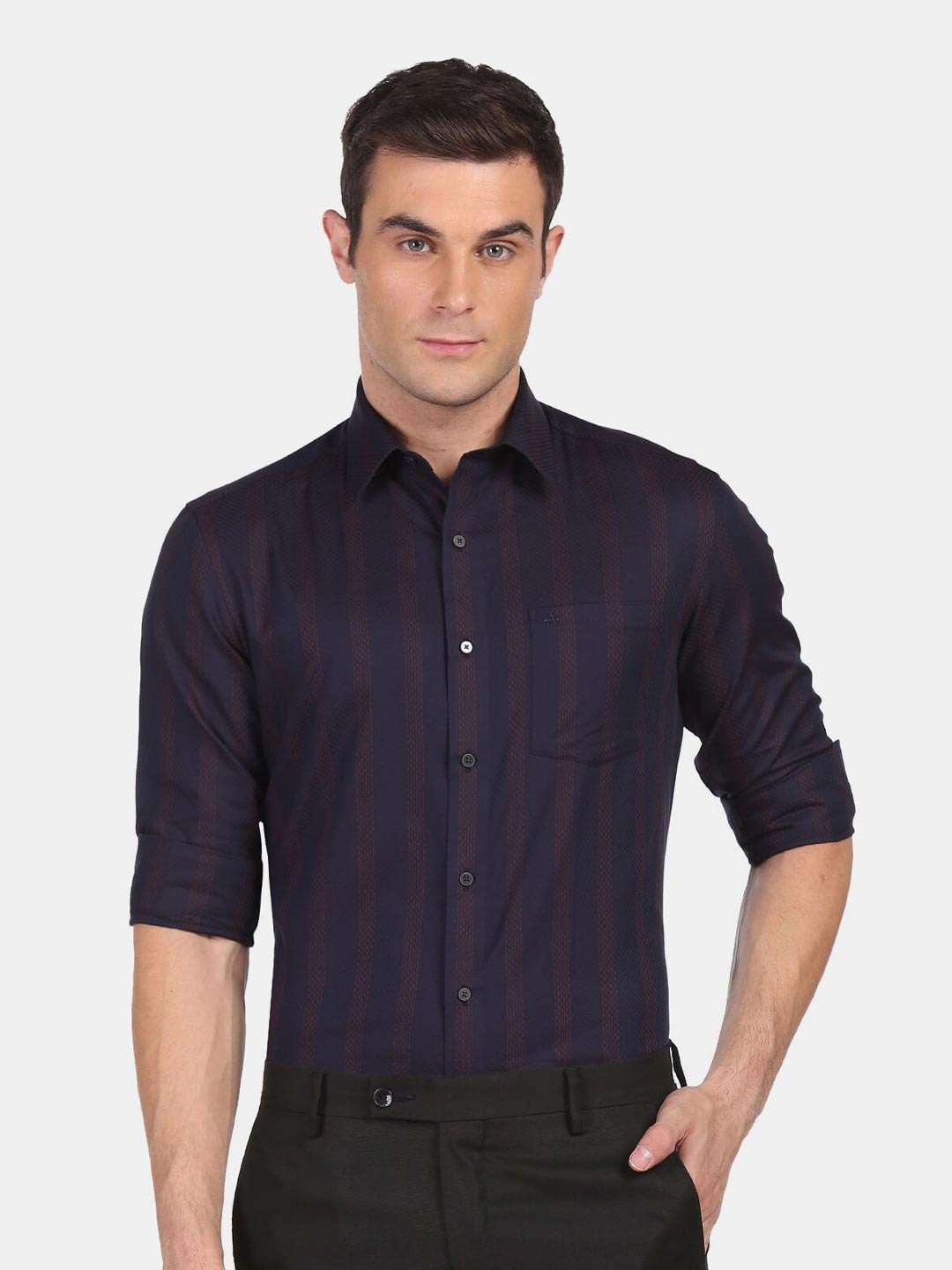 

Arrow Men Blue Slim Fit Striped Casual Shirt