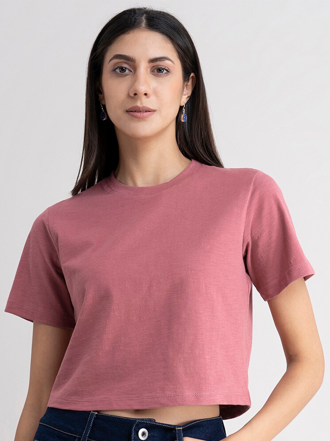

FableStreet Women Pink Crop T-shirt