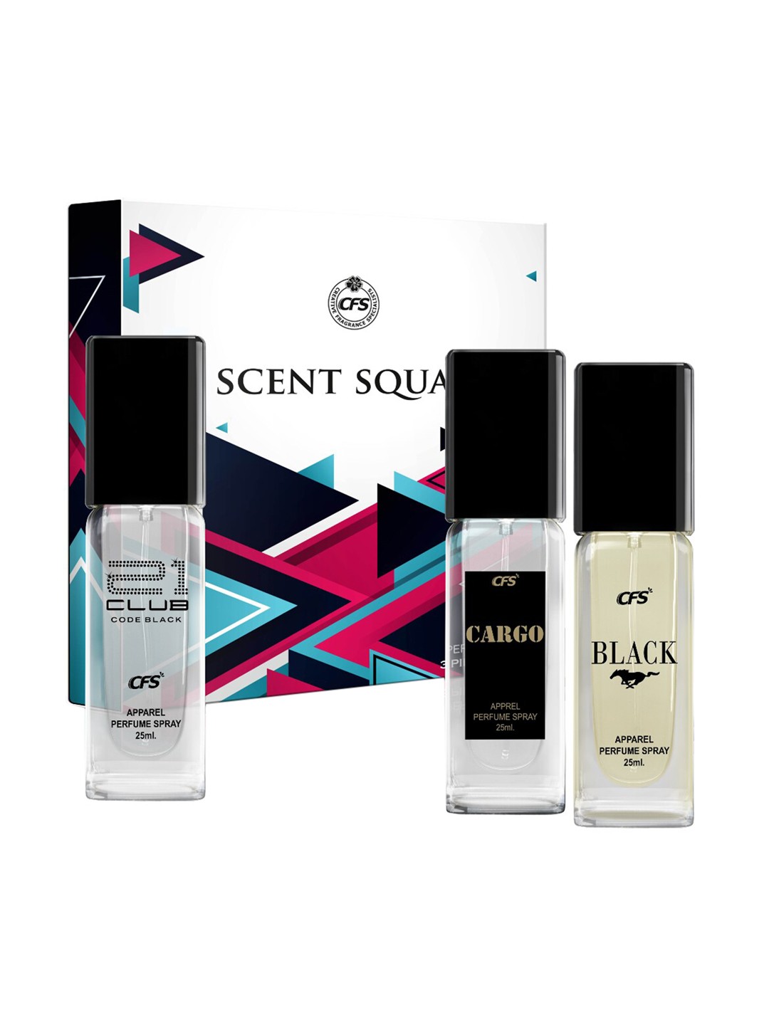 

CFS Men Scent Squad Perfume Set - Black + Cargo Black + 21 Club Code Black - 25ml Each, White