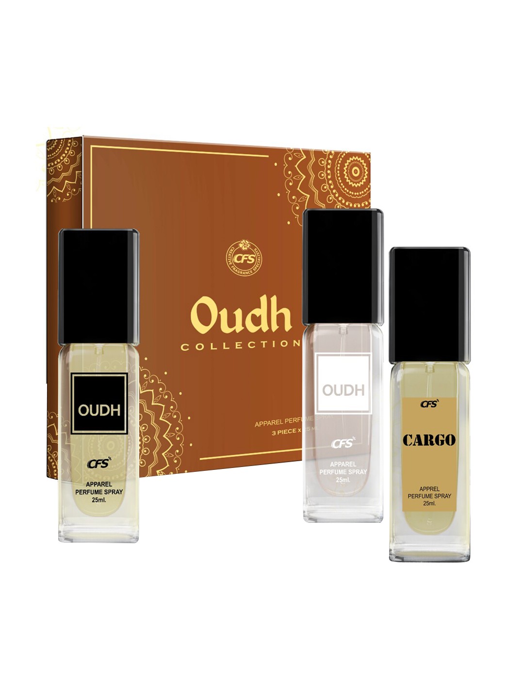 

CFS Oudh Collection Unisex Perfume Gift Set Oudh White, Oudh Black, Cargo Khaki 25ml Each, Multi
