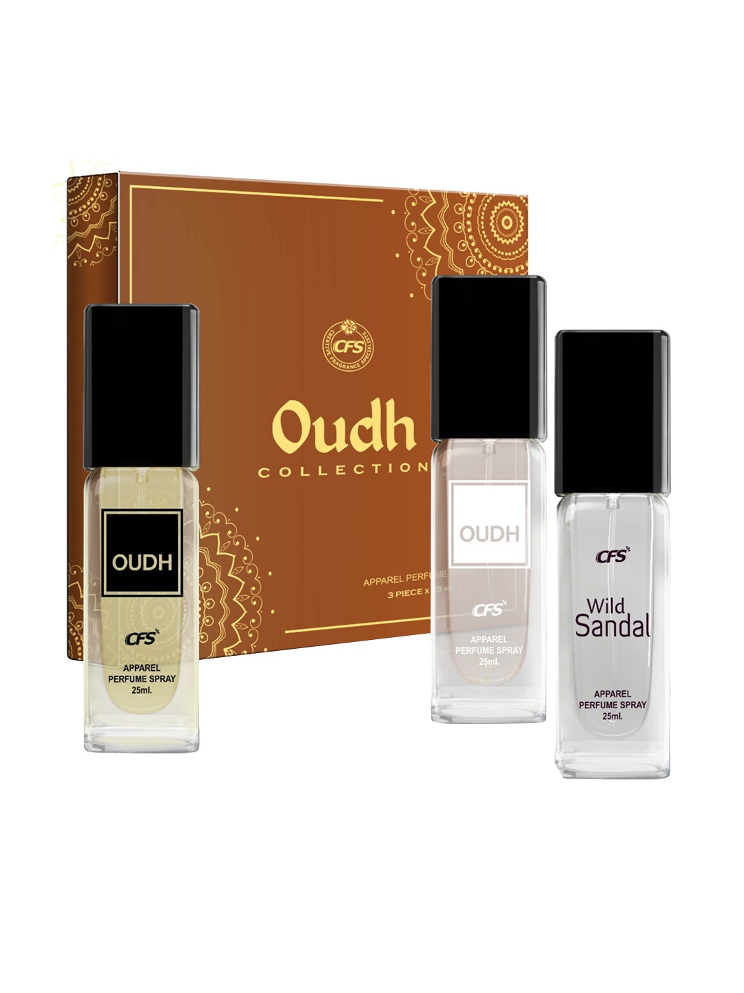 

CFS Oudh Collection Unisex Perfume Gift Set Oudh White, Oudh Black, Wild Sandal 25ml Each, Multi