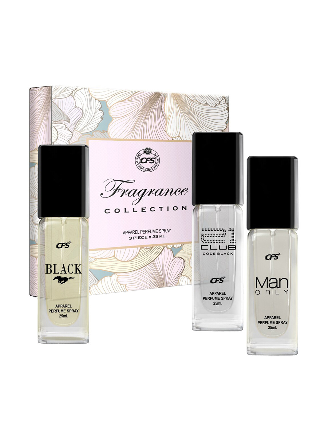 

CFS Fragrance Perfume Collection - Black + Man Only Black + 21 Club Code Black - 25ml each, Beige