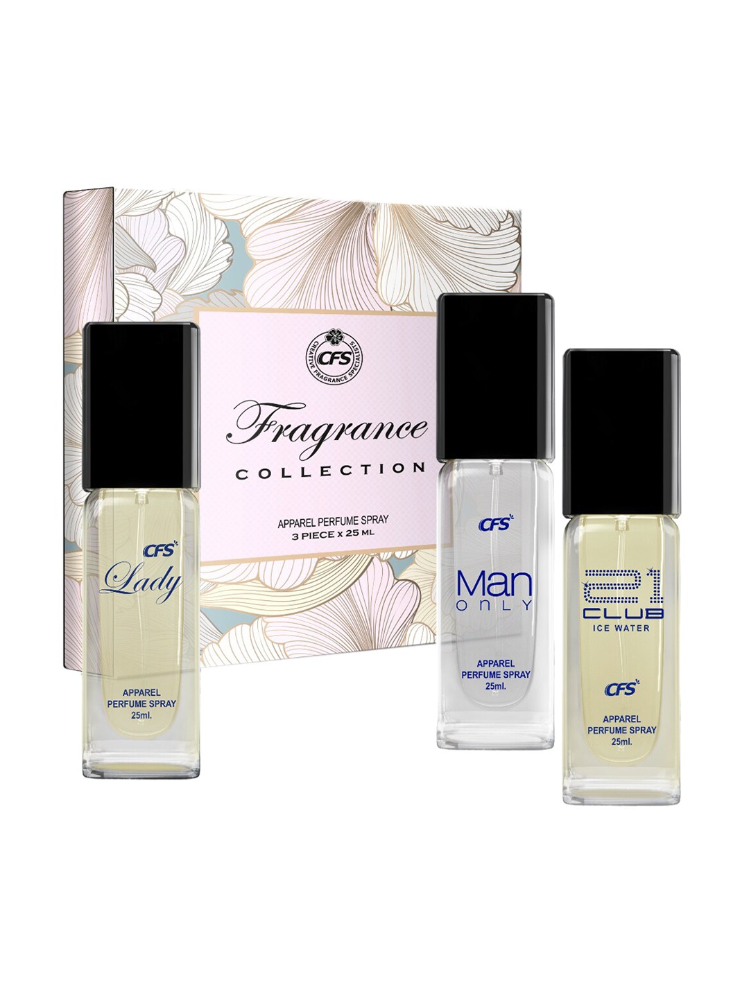 

CFS Fragrance Perfume Collection - Lady + Man Only Black + 21 Ice Water - 25ml each, Beige