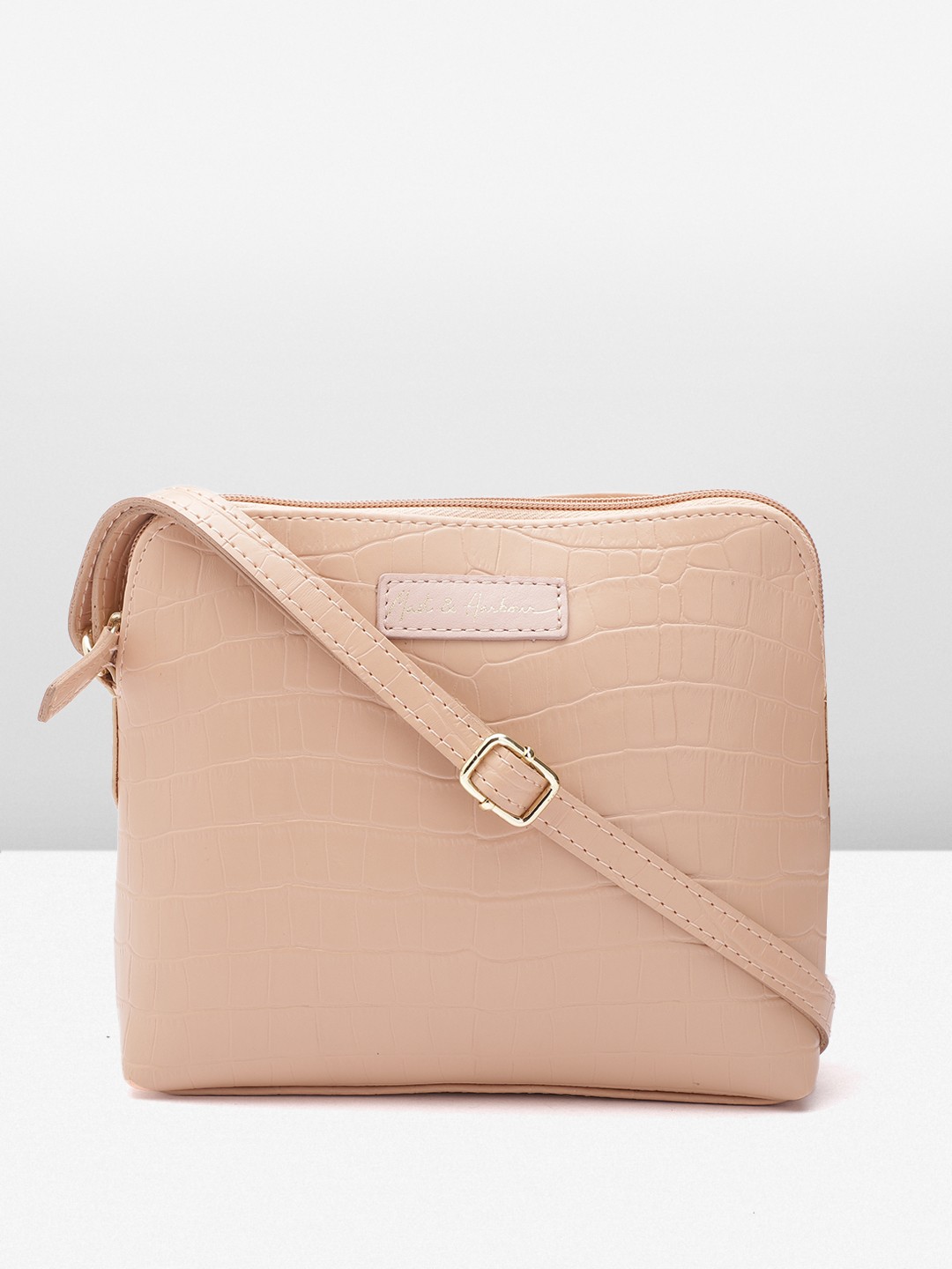 

Mast & Harbour Croc Textured Structured Sling Bag, Peach