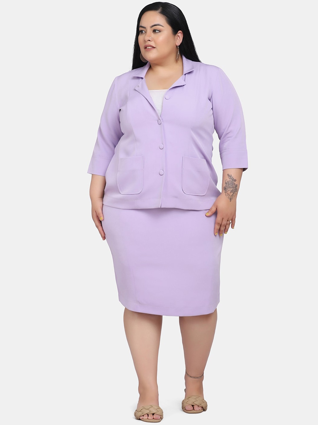 

PowerSutra Plus Size Jacket With Skirt, Lavender