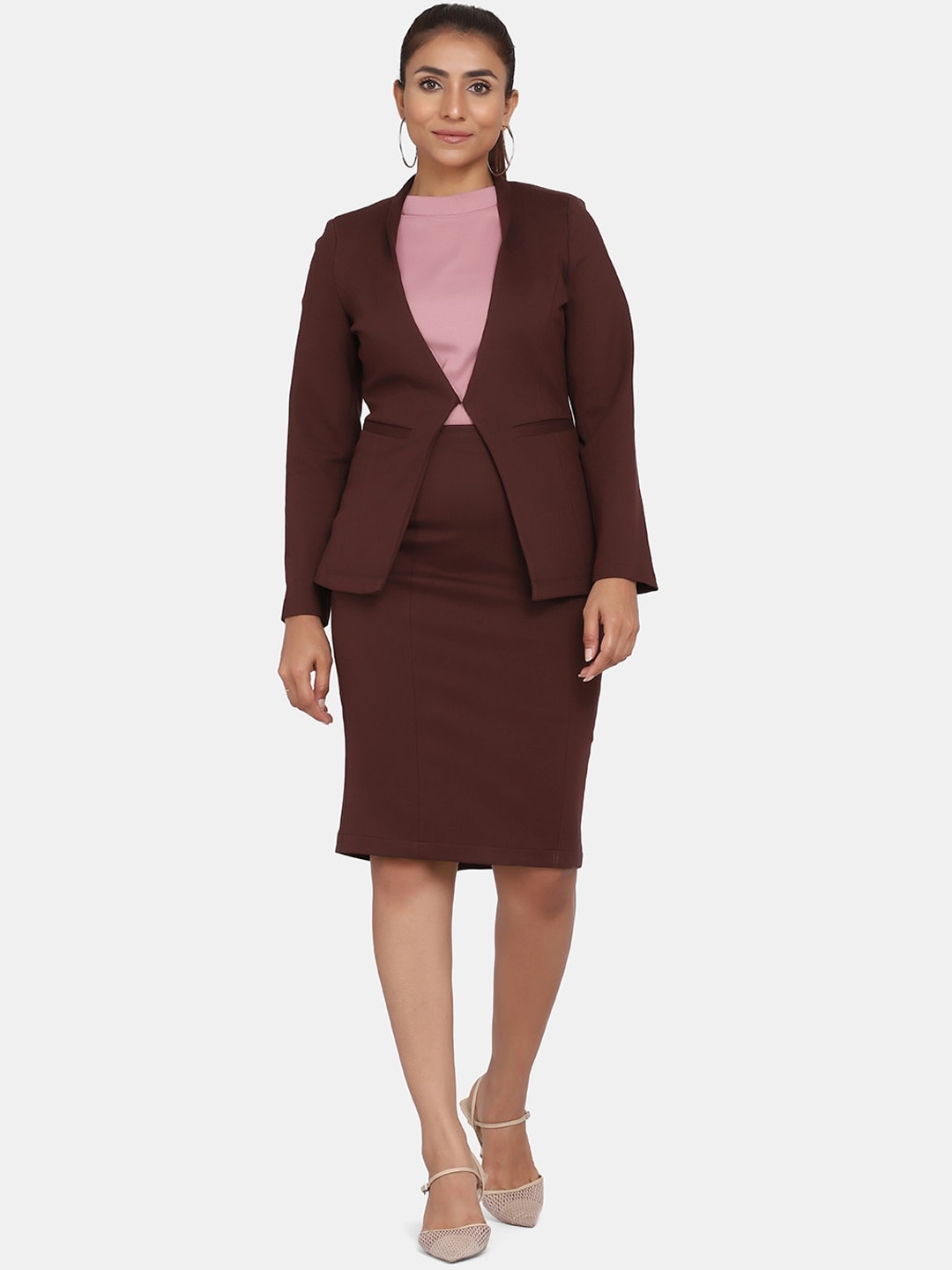 

PowerSutra Blazer with Tulip Skirt, Burgundy