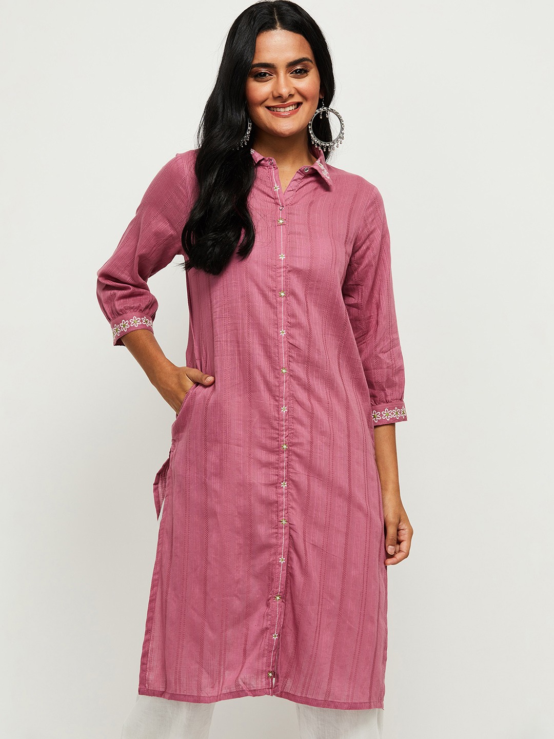 

Max Women Pink Cotton Kurta