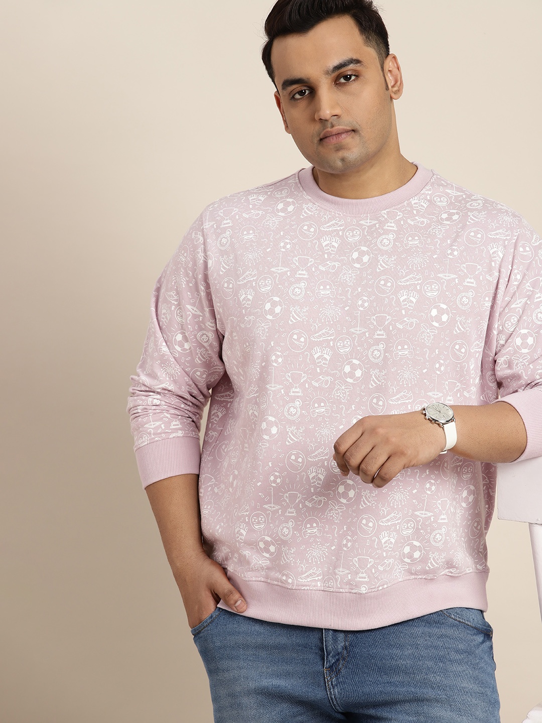 

Sztori Men Plus Size Printed Sweatshirt, Lavender