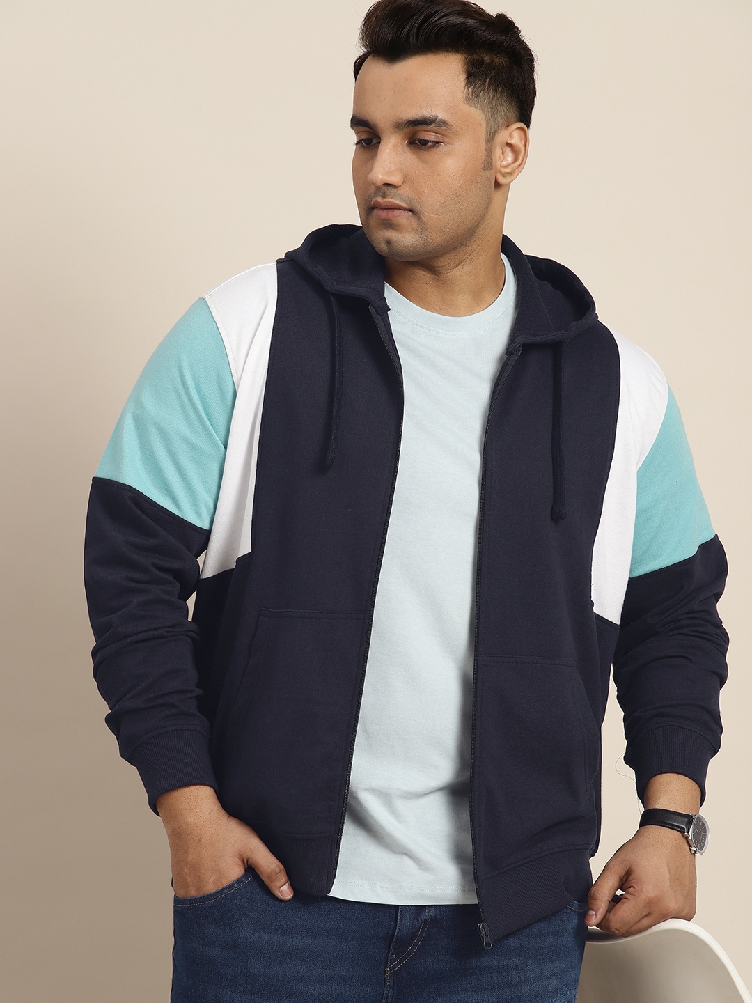 

Sztori Men Plus Size Hooded Sweatshirt, Navy blue