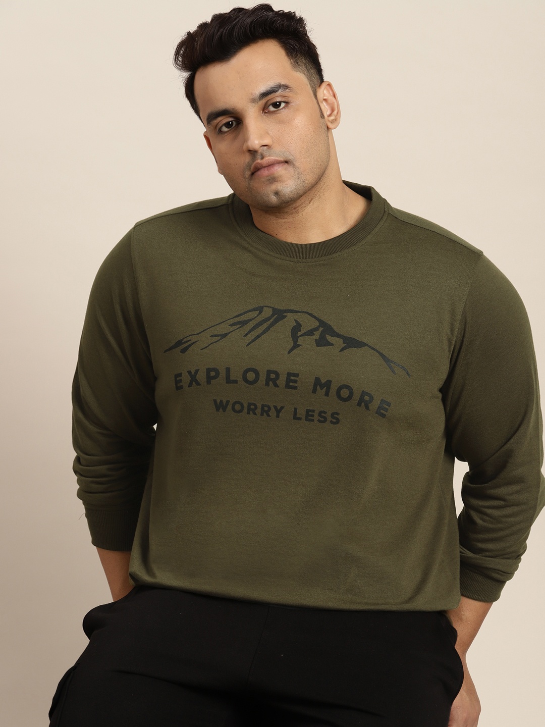 

Sztori Men Plus Size Printed Sweatshirt, Olive