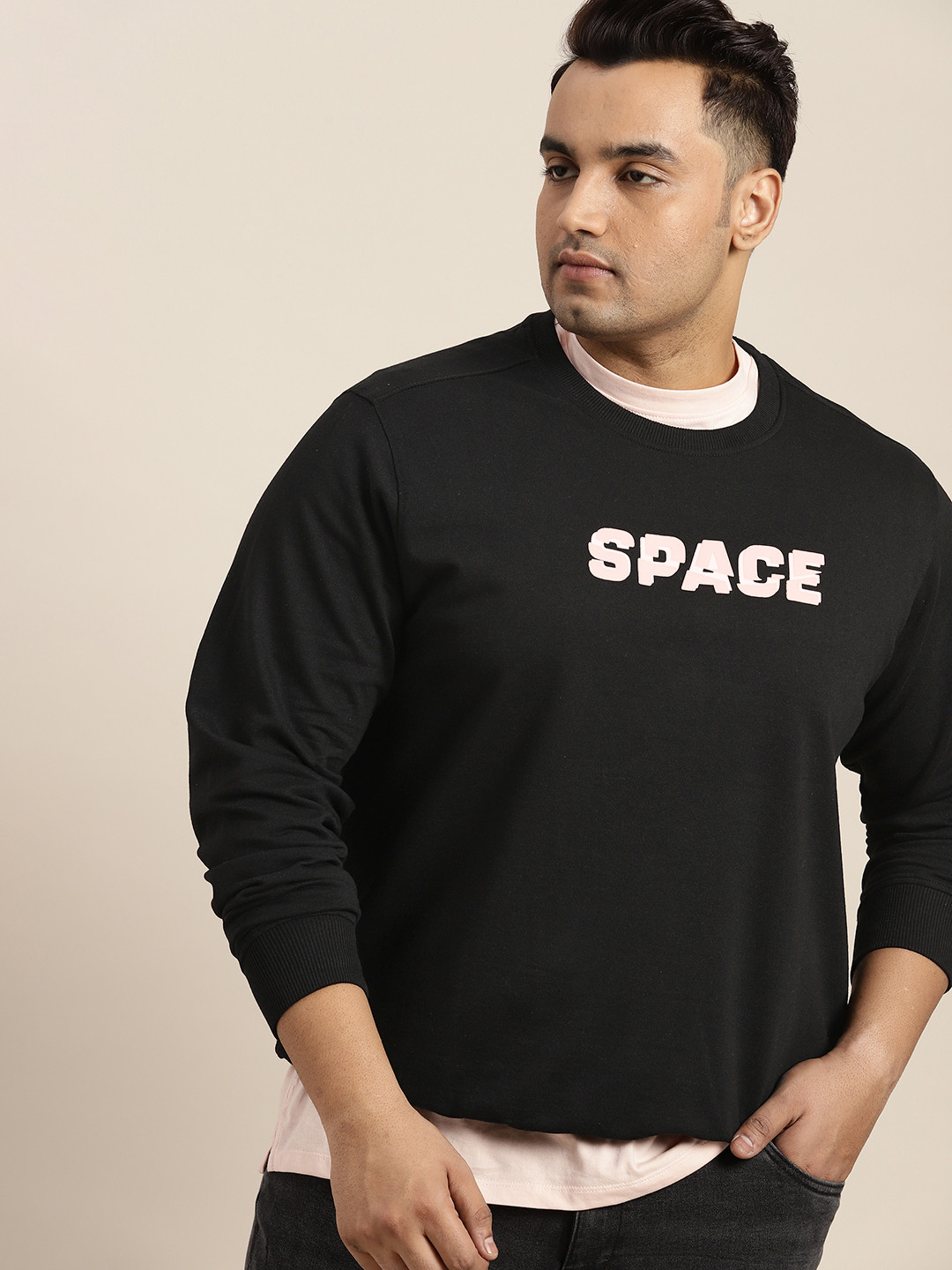 

Sztori Men Plus Size Printed Sweatshirt, Black