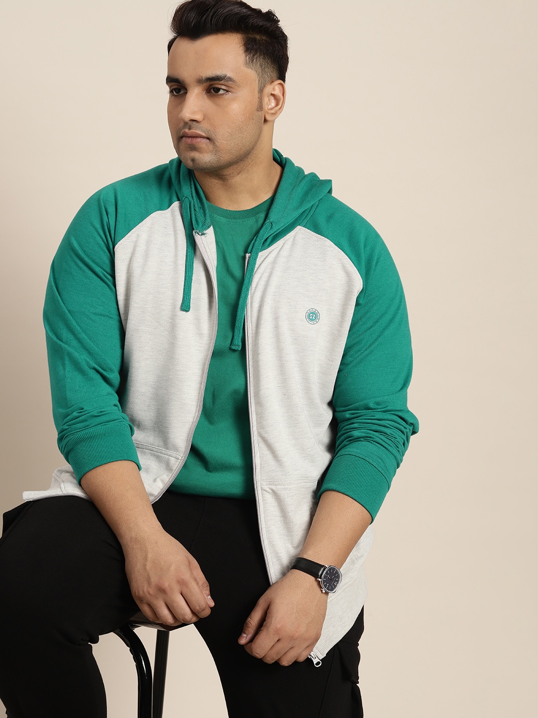 

Sztori Men Plus Size Raglan Sleeves Sweatshirt, Grey melange