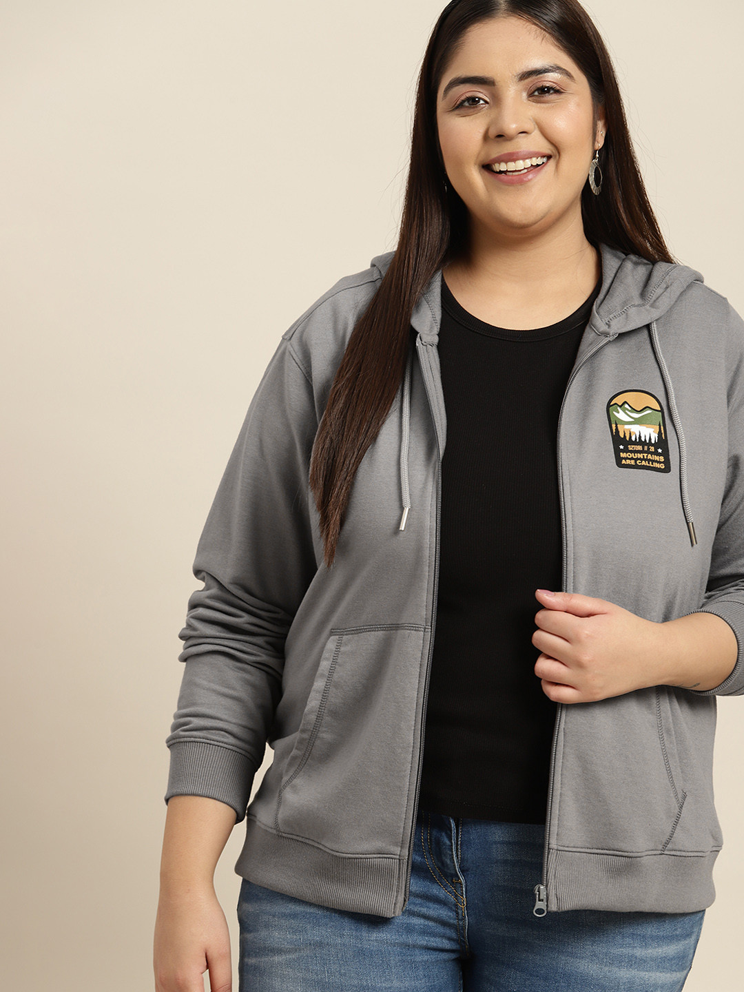 

Sztori Women Plus Size Solid Hooded Sweatshirt, Grey