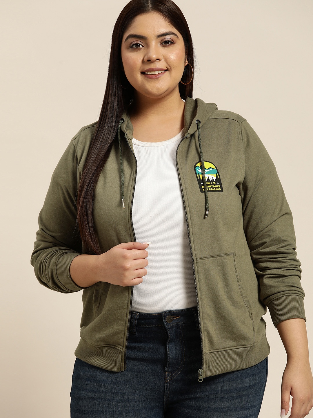 

Sztori Women Olive Green Hooded Sweatshirt