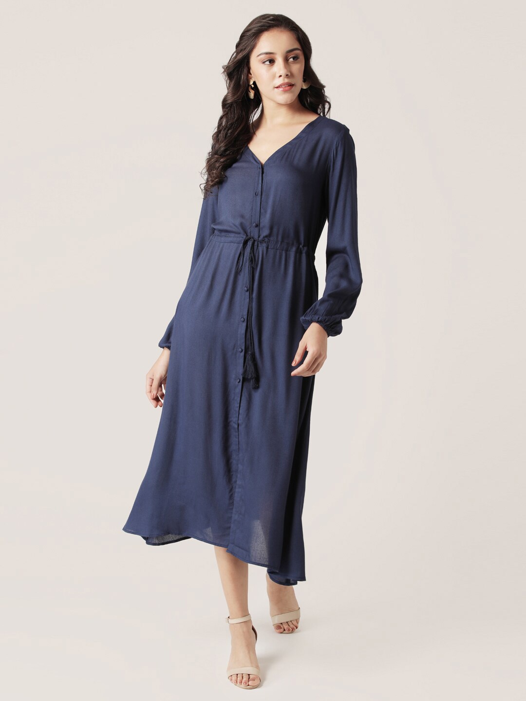 

DressBerry Blue & heron A-Line Midi Dress