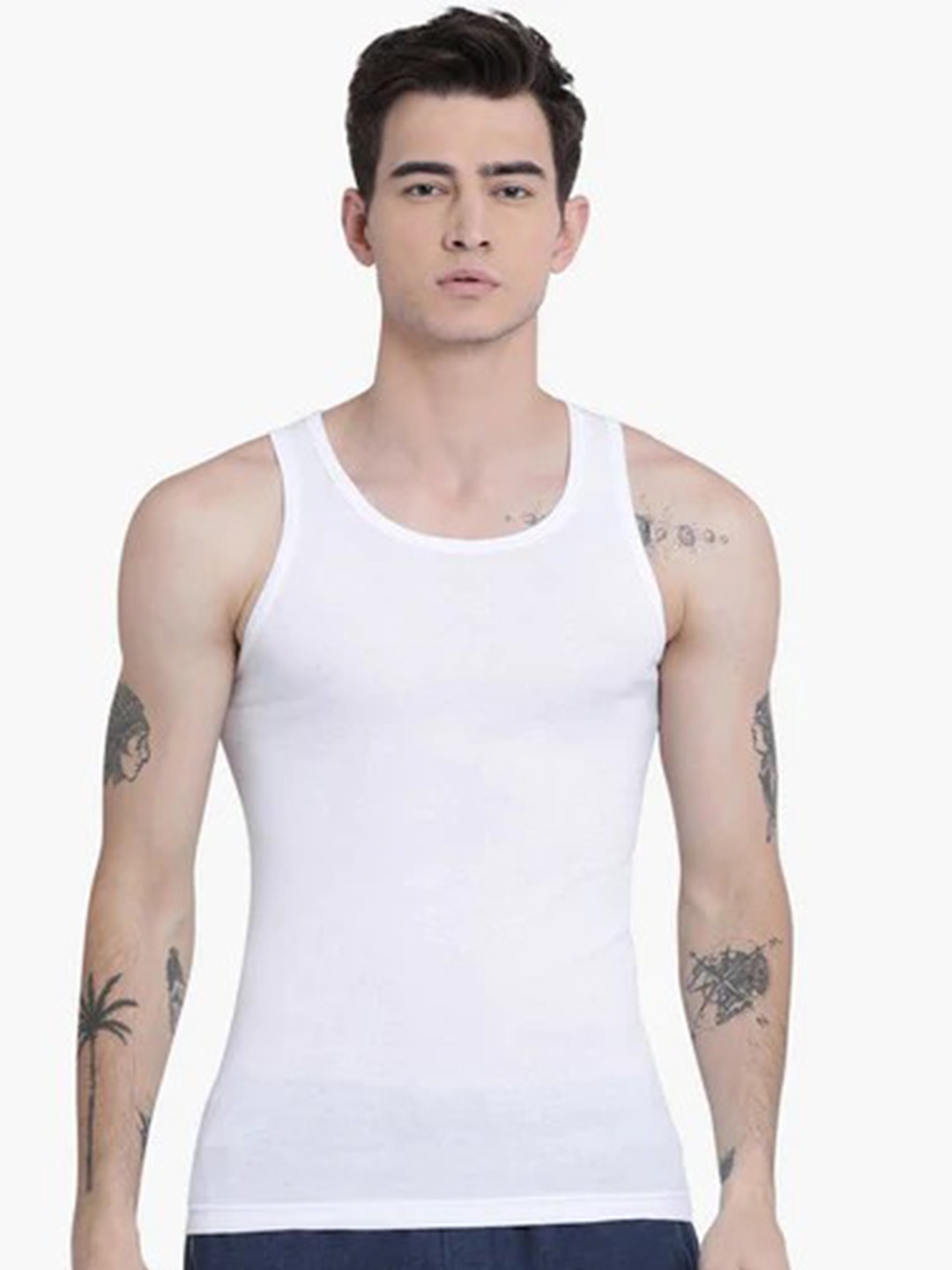 

Pepe Jeans Men White Pack of 3 Solid Cotton Innerwear Vest