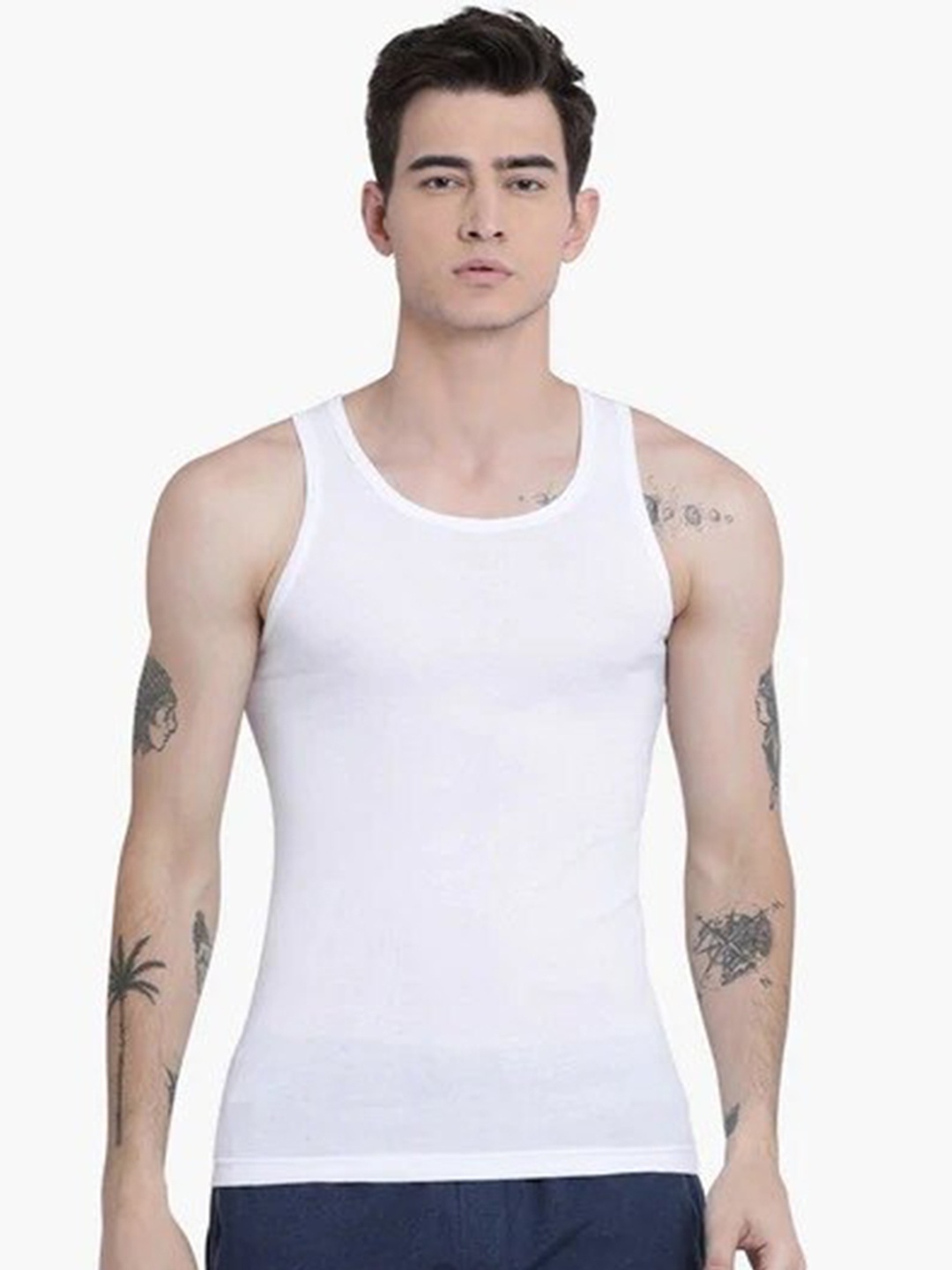 

Pepe Jeans Men White Solid Cotton Innerwear Vests