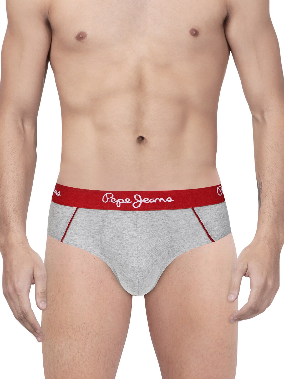 

Pepe Jeans Men Pack of 3 Grey Solid Cotton Briefs