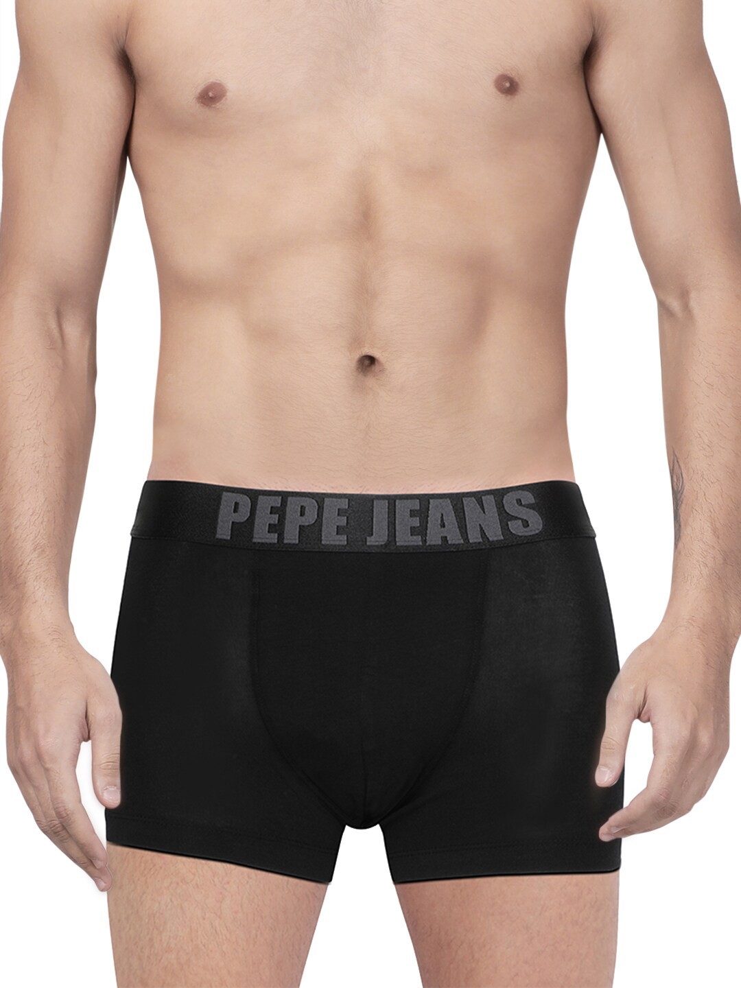 

Pepe Jeans Men Black Solid Relaxed Fit Cotton Trunk