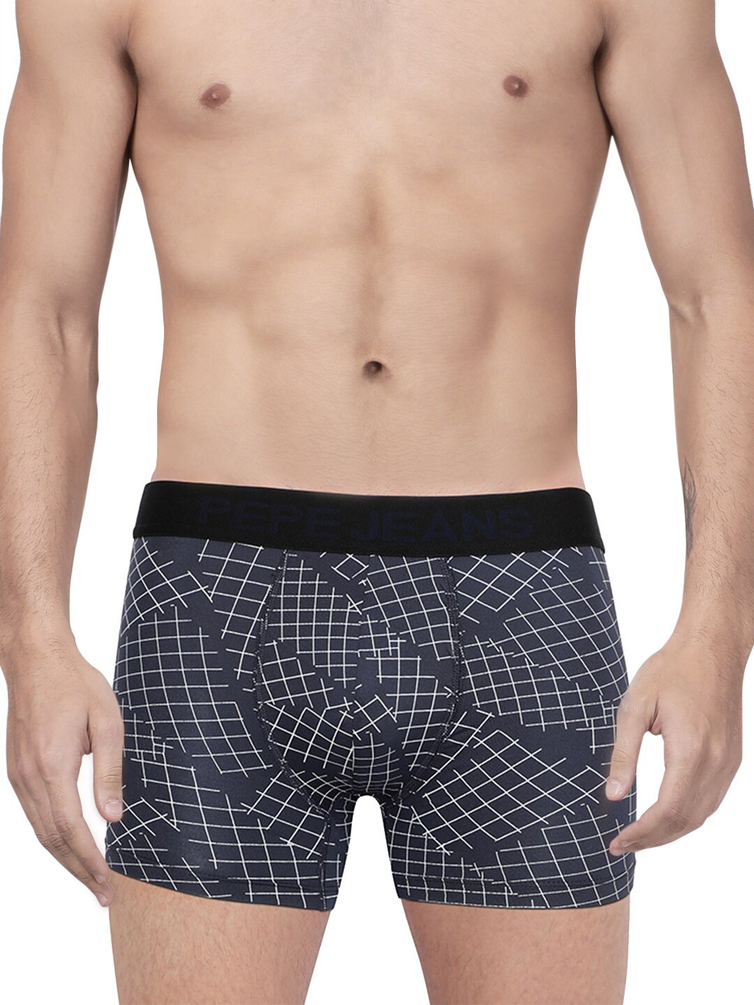 

Pepe Jeans Men Navy Blue Checked Printed Trunk BGT02-NAVY-S