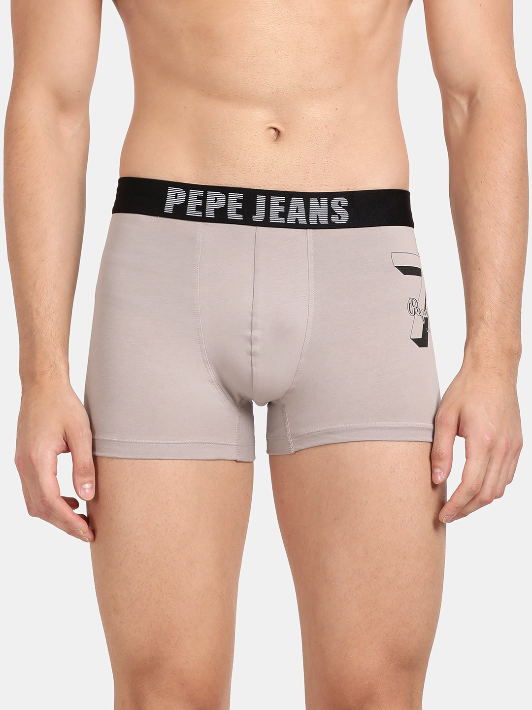 

Pepe Jeans Men Grey Solid Egyptian Cotton Trunk OPT07-MID-GREY-M