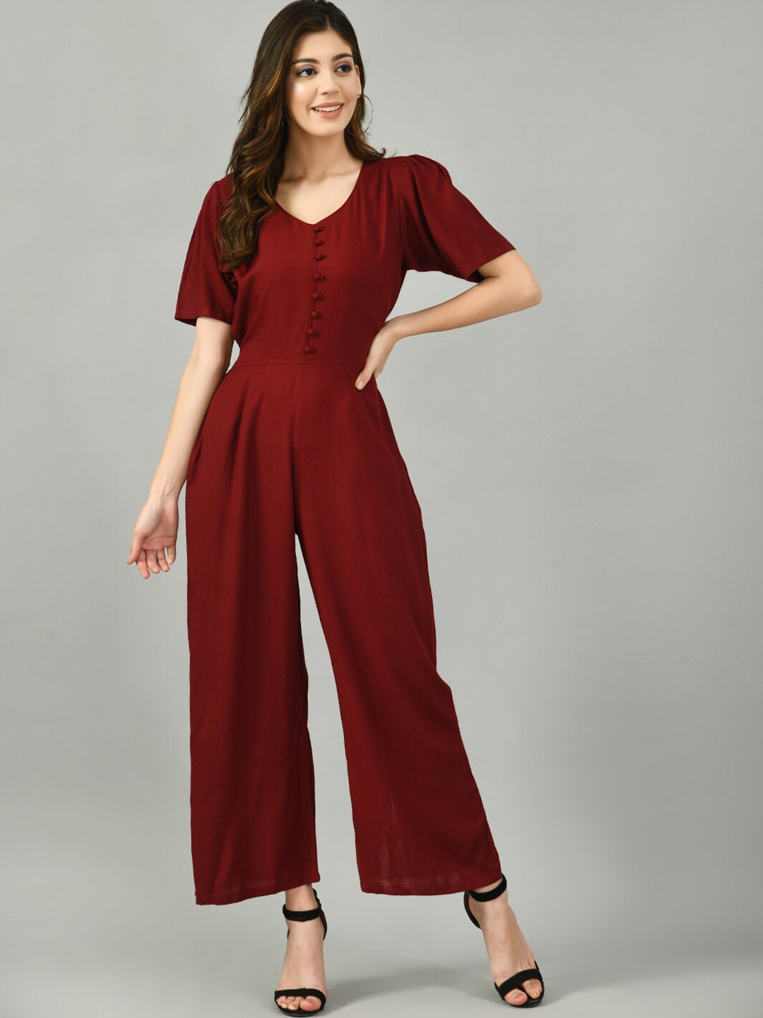 

DesiNoor com Maroon Basic Jumpsuit