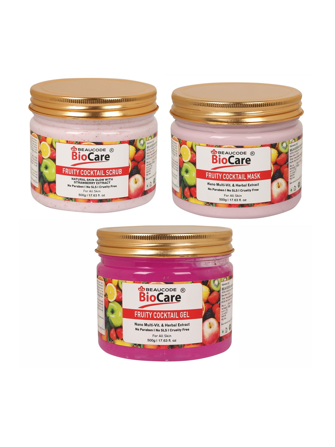 

BEAUCODE BIOCARE Fruity Cocktail Facial Kit for All Skin Types - 1500 g, Pink